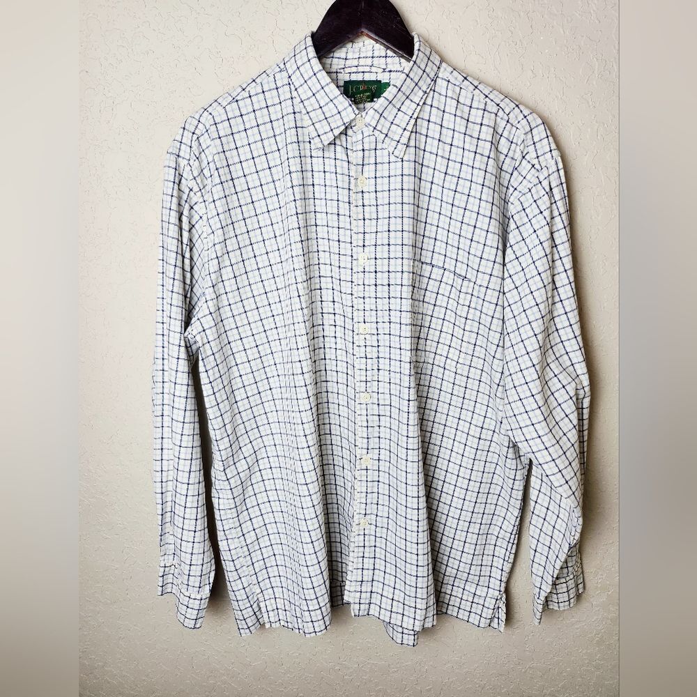 J. Crew Vintage 90 Oarsman Cotton Striped Long Sleeve Shirt White Blue Size L